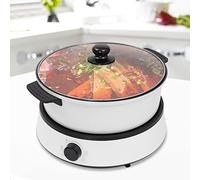 Electric Hot Pot Cooker, with Frying, Stewing, and Stir-Fry Functions,Automatically Power Off, Separate Design Multifunctional Electric BBQ Grill Pot, for 2-5 People, 1350W (White)