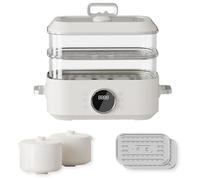 Electric Hot Pot Steamer, 10 L Electric Steaming Cooker, 1350 W Electric Pot with 2 Stainless Steel Steamers, Ceramic Liner for Soup Dumplings, Scallop, Prawns, Sweet Potato