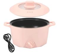 Electric Hot Pot with Stainless Steel Steamer, 2L Portable Non-Stick Mini Multifunctional Cooker,2 Gear Rapid Noodles Cooker,Mini Electric Hot Pot for Pasta Ramen Noodles (Pink- One Layer)