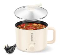 Electric Hot Pot with Steamer, 1.8 L Non-Stick Mini Electric Pot, 2 Gear Rapid Noodles Cooker, Portable Mini Stock Pot with Overheat Boil Dry Protection for Noodle, Pasta, Ramen(monolayer)