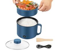 Electric Hot Pot with Steamer 1.8L/54oz Non Stick Ramen Cooker for Pasta Dumpling Soup Steak, Multipurpose Electric Skillet with Dual Power Control, Over-Heating & Boil Dry Protection(Blue)