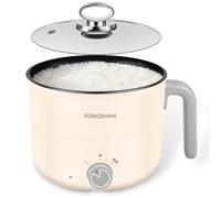 Electric Hot Pot with Steamer,UK 220 V 1.8 L Round Mini Electric Pot 2 Mode Portable Mini Stock Pot with Overheat Boil Dry Protection for Noodle, Pasta, Ramen (Ingle Layer)