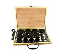 Electric Hot Stone Massage Set, Basalt Massage Stones with Bamboo Box Heater, Professional Home Massage Accessories,Essential Set 20Pcs