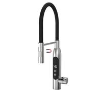 Electric Hot Water Faucet 3400W Stainless Steel Instant Heater with LED Digital Display, Pull Down Mixer Taps, Single Lever, 360° Swivel Spout, Adjustable Power Efficiency