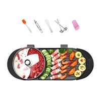 Electric Hotpot and Grill 2-in-1, Non-Stick Korean BBQ Electric, Integrated Barbecue & Hot Pot Combo, with Hot Pot BBQ Grill Chafing Dish Indoor, for 2-6 People