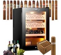Electric Humidor, 50L Electric Cigar Cabinet with Cooling & Heating Humidity Control Quiet Electric Humidor for 200-300 Cigars Cabinet Humidor with Spanish Cedar Wood Drawers for Men,Ciger+Wine