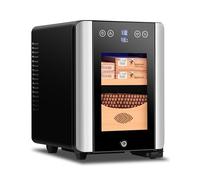 Electric Humidor Cabinet 8L - Thermostatic & Hygrostat Cooling System for 100 Count Cigars, with Double-Pane Glass Door, Cedar Wood Shelf & Drawer, Quiet Operation