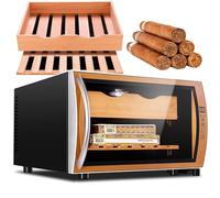 Electric Humidor for Home Use with Touch Control and LED Lighting, Adjustable Temperature 11-18℃, Holds 150 Cigars, 25L Capacity