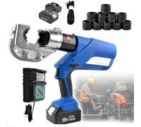 Electric Hydraulic Cable Lug Crimper Pliers,Rechargeable Crimping Tool,Suitable for Copper/Aluminum Terminals, Includes Dies and 2 Rechargeable 4ah Batteries Household and Industrial Crimping(EZ-400)