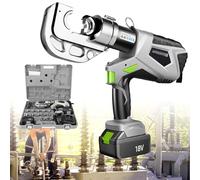 Electric Hydraulic Cable Lug Crimping Tool, Rechargeable Terminal Cable Crimper with Dies and Batteries, 300A