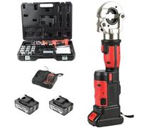 Electric Hydraulic Crimper for 8AWG-600MCM, Rechargeable Wire Terminal Tool, Includes 12 Dies & 2 Batteries, Heavy Duty Crimping Tool for Cu/Al Cable Lugs