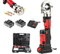 Electric Hydraulic Crimping Tool, 10-300mm², Wire Cable Lug Crimper Kit, Battery Powered with 12 Dies & 2 Batteries, for Copper/Aluminum Terminals