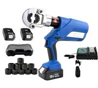 Electric Hydraulic Crimping Tool, 12 Tons Wire Terminal Crimper Kit, Rechargeable for Copper and Aluminum Terminals, Includes 2 x 18V Lithium Batteries