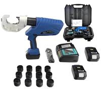 Electric Hydraulic Crimping Tool, 12 Tons Wire Terminal Crimper Kit, Rechargeable for Copper and Aluminum Terminals, Includes 2 x 18V Lithium Batteries