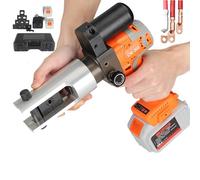 Electric Hydraulic Crimping Tool Kit, 18V Rechargeable Handheld Pliers with 2 Batteries, 16-300mm2 Dies, One-Touch Start, 360° Head Rotation for Copper