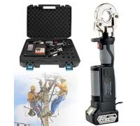 Electric Hydraulic Crimping Tool, Rechargeable Cable Crimper with Pairs of Dies, Battery for Copper and Aluminum
