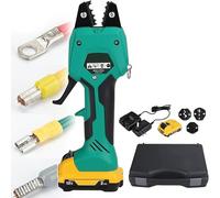 Electric Hydraulic Crimping Tool Set - Battery Powered Handheld Pliers with Rubber Grip for Efficient Wire Connections, Includes Toolbox and 3 Dies