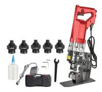 Electric Hydraulic Hole Punch, 8.5mm-20.5mm Punching Machine with Quick-Plug Foot Switch and 5 Dies for Metal Fabrication