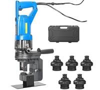 Electric Hydraulic Hole Puncher 6mm Knockout Punch Tools with 5 Dies Set for Steel, Iron, Aluminum, Copper, and Sheet Materials, 1300W