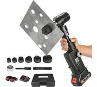 Electric Hydraulic Hole Puncher, Cordless Metal Punching Machine with 6 Dies, Rechargeable Cutter for Metal Sheet Q235 and Stainless Steel, 22mm Stroke