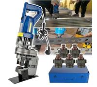 Electric Hydraulic Hole Puncher, MHP-20 Hydraulic Punching Machine with 5 Dies(φ6.5-20.5mm), Punching Speed:2-3 Seconds, Precise Position, for Steel, Iron, Aluminum