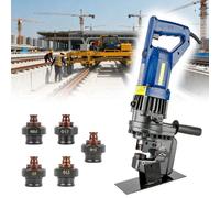 Electric Hydraulic Hole Punching Tool for Steel, Iron, Aluminum, Copper, Angle & Channel Steel, Complete with 5 Dies