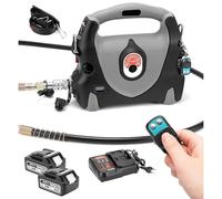 Electric Hydraulic Pump 70Mpa 10152Psi, Double Acting, Remote Control, Includes 2 Batteries and 2M Oil Pipe for High-Altitude Work, Punching/Bending/Jack Applications
