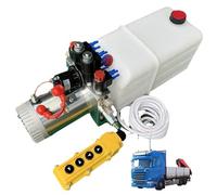 Electric Hydraulic Pump, Double Acting Electric Hydraulic Pump, Hydraulics Control System Power Unit, with 8L Fuel Tank, Quick Starting Remote Control, for Tipper Trailer