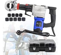 Electric Hydraulic Wire Crimper Tool, 2200W Rechargeable Crimping Pliers for Copper and Aluminum, 360° Rotating Clamps, Battery Powered Cable Terminal Plier