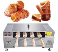 Electric Ice Cream Cone Oven, Commercial Chimney Cake Maker with 4 Rollers, Adjustable Temperature Digital Display, Bakery Equipment for Desserts