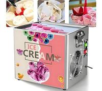 Electric Ice Cream Roll Maker, 180W Stainless Steel Commercial Rolled Frozen Yogurt Ice Cream Machine with 30X24cm Ice Pan, Desktop Small Fried Ice Cream Roll Machine, Yogurt Cream Machine for Cafes