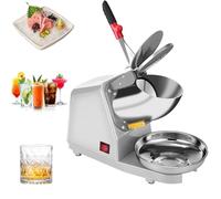 Electric Ice Crusher Shaver, Commercial Smoothie Machine, Stainless Steel Snow Cone Maker with Dual Blades for Ice Cream, Cold Drinks, Fruit Desserts and Cocktails