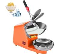 Electric Ice Crusher Shaver, Commercial Smoothie Machine, Stainless Steel Snow Cone Maker with Dual Blades for Ice Cream, Cold Drinks, Fruit Desserts and Cocktails