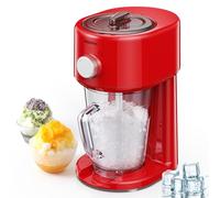 Electric Ice Crusher, Slushy Maker Ice Shaver with Removable Jug for Blending Slushies, Ice Crushing Machine for Snow Cones Slushies Smoothies, and Iced Coffees Frappuccinos (Red)
