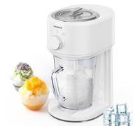 Electric Ice Crusher, Slushy Maker Ice Shaver with Removable Jug for Blending Slushies, Ice Crushing Machine for Snow Cones Slushies Smoothies, and Iced Coffees Frappuccinos (White)