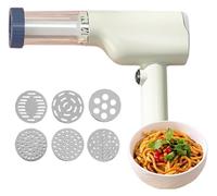 Electric Idiyappam and Pasta Machine, Handheld Wireless Pasta Press, 6-in-1 Automatic Pasta Machine, Multi-Purpose Kitchen Tools for Idiyappam, Pasta and Homemade Noodles(White)