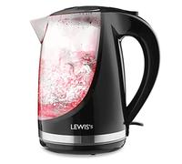 Electric Illuminated Glass Kettle Cordless 2200W Removable Filter, Boil Dry Protection & Auto Shut Off, Thermostat & Strix Controller (Black, 1.7 Litre)