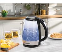 Electric Illuminated Glass Kettle LED Light up Tea Jug 1.7L Stainless Steel Daewoo Clear 2L