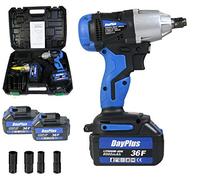 Electric Impact Wrench Tool 1/2" Drive 2 Speed Cordless Rattle Gun with 2PCS Batteries 6.0Ah Li-Ion & Charger 18V 420 N.m 3200rpm with 4 Sockets & Carry Case