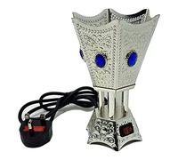 Electric Incense Burner Bakhoor Suitable for Arabian Oud Wood Chips Bukhur Oudh Powder Frankincense Resin -UK Plug- (Silver)