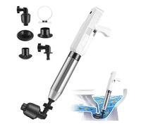 Electric Inflation Toilet Plunger Unblocker Heavy Duty, Bathroom Drain Unblocker Kit Charged via USB-C., Toilet Auger for Unblocking with 4 Replaceable Heads, Multi-Surface Plunger for Pipe Clogs
