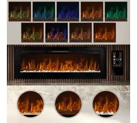 Electric Inset Fireplace Wall Mounted LED Free Standing 50" 60" Black Adjustable