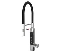 Electric Instant Heater Hot Water Faucet 3400W Stainless Steel Electric Hot Water Taps with LED Digital Display, Pull Down Mixer Taps Single Lever with 360° Swivel Spout, Adjustable Power Efficency