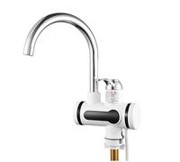 Electric Instant Hot Water Faucet, 360° Rotating Kitchen Bathroom Tap, Chrome Finish with Digital Temperature Display