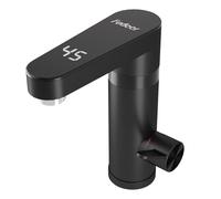 Electric Instant Hot Water Tap with Digital Temperature Display, ABS Housing Water Heater Tap, 120 Degrees Swivel Spout 220V 3400W Electric Tap for Bathroom, Garage, Utility (Black)