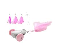 Electric Interactive Cat Toy - Squeaky Toys for Kitten with Feathers and Bells, Mice Moving Cat Toys with Lights for Cats Indoor Outdoor Exercise, 7.87x2.64x1.18 inches