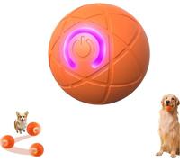 Electric Interactive Dog Toy Ball, Automatic Rolling Self Moving Bouncing Ball with LED Light for Dogs & Cats, Rechargeable Washable Funny Pet Toys Indoor Outdoor Use Orange Cosmic design