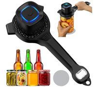 Electric Jar Opener, 2 in 1 Bottle Jar Openers for Arthritis Hands Weak Hands, Elderly, Auto-Adjusting Jar Opener with Rubber Gripper Pad, Effortless Kitchen Gadget (Black)