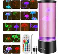 Electric Jellyfish Night Lamp with 17 Color, Remote Control Mood Light Aquarium Night Decor LED Fantasy Lamp, Baby Sensory Jellyfish Lamps for Bedroom Kids Room Living Room