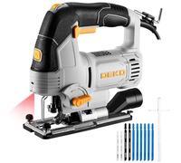 Electric Jig Saw Tool: DEKOPRO 800W Power Jig Saws with LED Light Laser, 4 Orbital Sets, 6 Variable Speed, 800-3000 SPM, ±45°Bevel Cutting Cut Blades, with 10 PCS Sawblades for Wood, Metal, Plastic